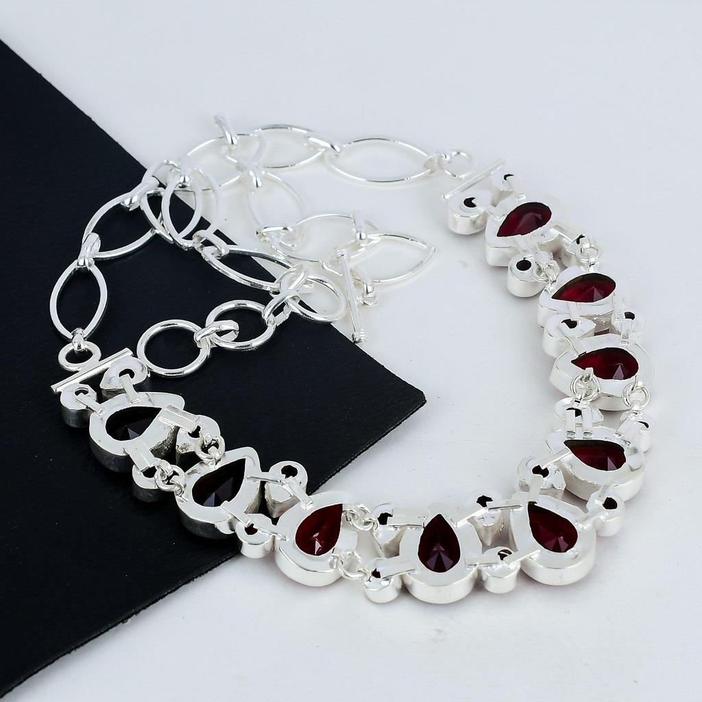 Удивительное ожерелье из серебра 925 пробы с драгоценными камнями красного граната, ожерелье из серебра красного граната для жены, ожерелье унисекс, подарок на вечеринку