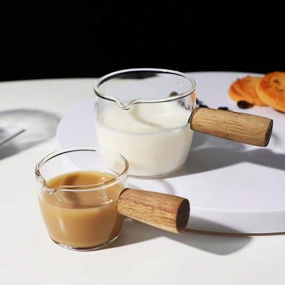 1 шт. - Стеклянная мерная чашка с деревянной ручкой, кухонный инструмент с одним носиком для кофе и выпечки