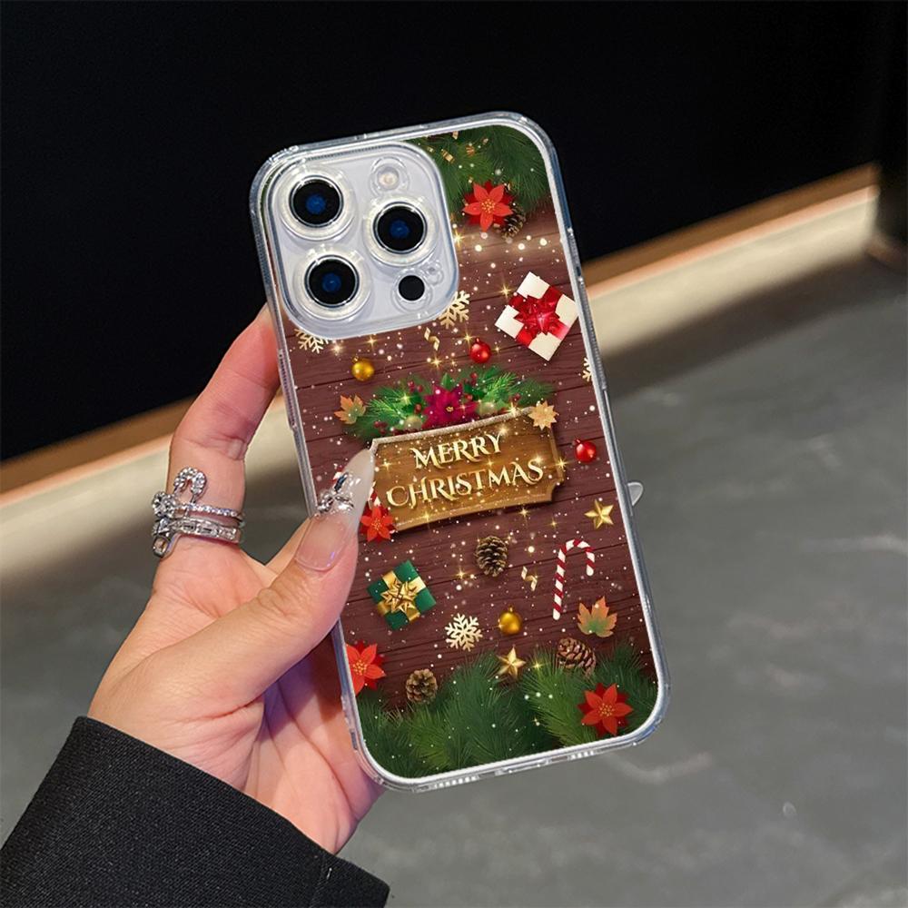 Ae111 Merry Christmas design Magsafe Transparent Cases для Samsung S23 S24 Ultra S20 S21 FE iPhone 16 13 Pro Max Magnetic Wireless Charge Back Cover