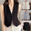 Women Waistcoat Vest Vintage Sleeveless Dressy Suit Casual Button Up V-Neck Tuxedo