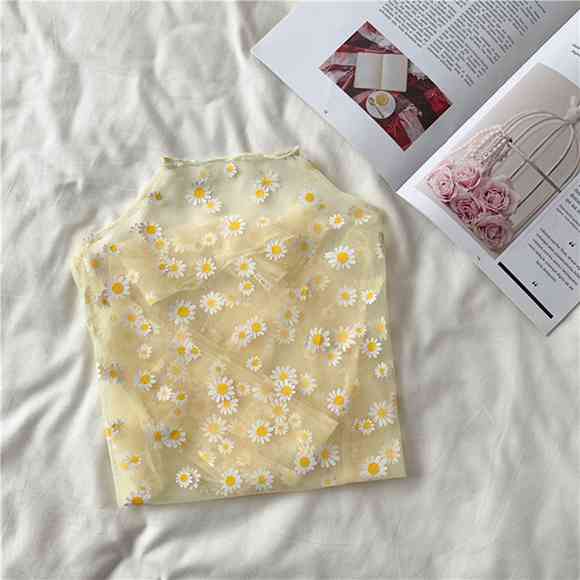 Нижнее белье из сетчатой ​​пряжи Little Daisy. Женская шифоновая рубашка с длинными рукавами и защитой от мешков в уличном тренде.