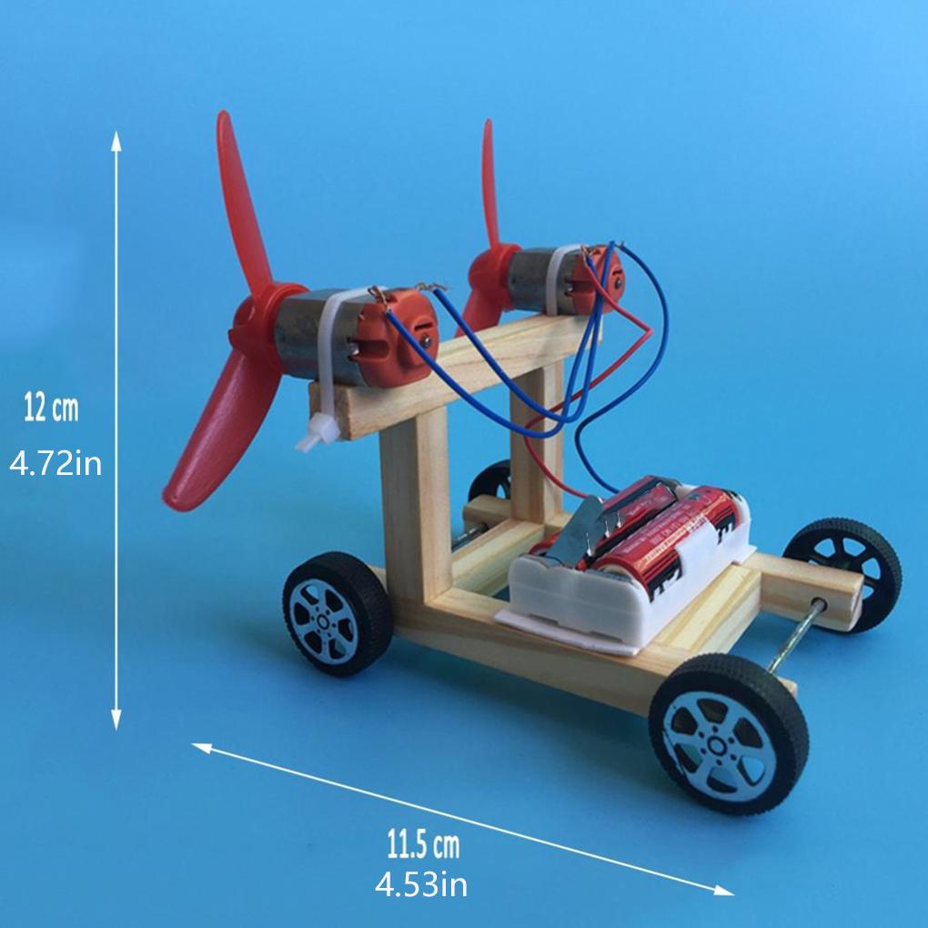 Children DIY Wooden Electric Dual Fan Model Preschool Science Experiments Kindergarten Education Toys