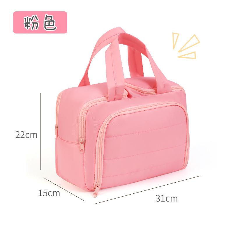 Large Travel Makeup Bag 180° Wide Opening Toiletry Organizer Water-Resistant Padded Cosmetic Case With Handle For Full-Size Bott