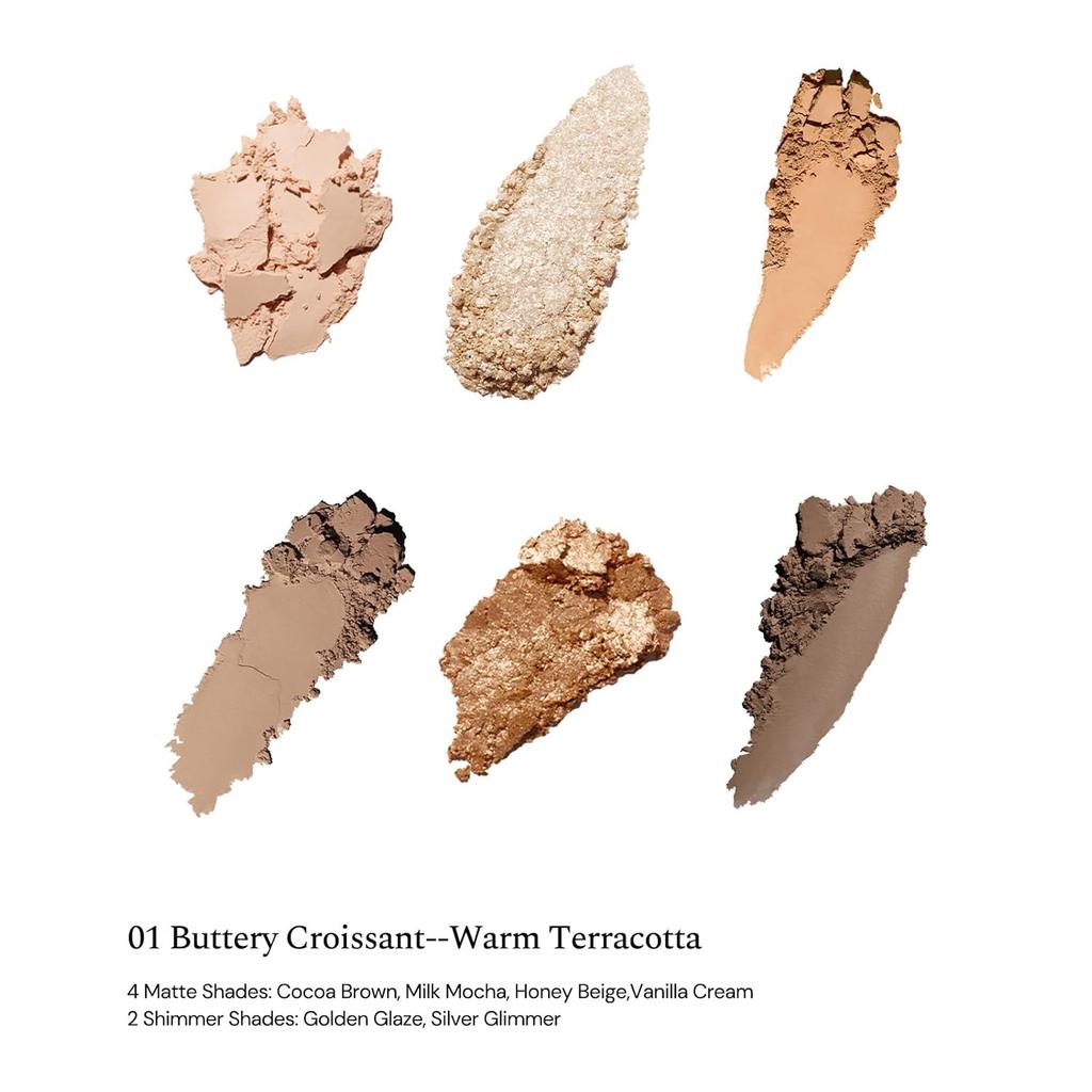 Flower Knows Палетка макияжа из 6 цветов 'Sweetie Bear Collection', Тени для век коричневые, 4 матовых + 2 мерцающих оттенка, 0.23 унции(01 Сливочный круассан)