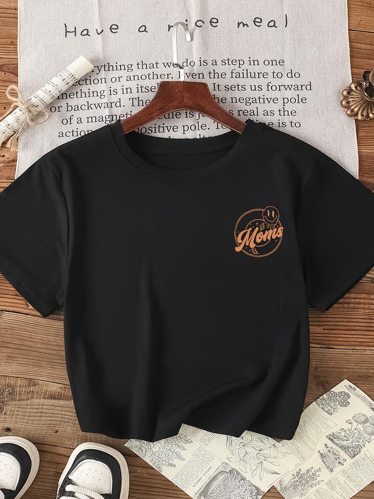 Overstimulated Moms Club Women's Tee - Funny Mom Life Graphic, Casual Black Oversized Top  women clothes tops y2k top