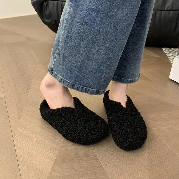 Fashion Aphixta New Warm Winter Slippers Candy Color Sweet Women Slippers Furry Round Toe Shoes Indoor Flat Heel Hair Slides