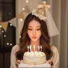 Lovely Sequin Birthday Hat Hairpin Mesh Velvet Sequined Hat Korean Hair Accessories Lace Bow Hair Clip Birthday Gifts