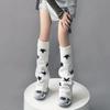 Y2K Двусторонние Теплые Гетры для Ног в Стиле 'Spicy Girl' - Черно-Белые Носки до Икры с Цветными Блоками в Виде Звезд