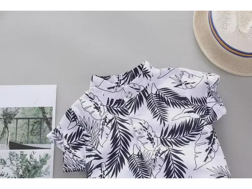 Summer Boys' Infant Casual Two-Piece Outfit - Trendy Short-Sleeve Shirt and Suit