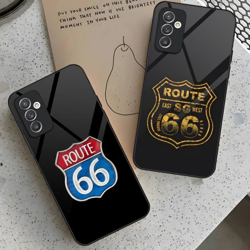 Route 66 Phone Case For Samsung S30 S23 S22 S21 S20 Fe S10 E S9 Note 20 10 Pro Ultra Plus 5G Glass Cover