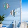2Pcs/Set Wooden Fish Fish Wall Art Decorations Wall Decor Coastal Rustic Seaside Fish Wood Artistic