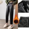 Women Autumn Winter PU Leather Pants High Elastic Waist Black Color Harem Trousers Female Pantalones