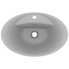 VidaXL Oval Washbasin with Overflow Countertop Sink Toilet Hand Basin Bathroom Cosmetic Room Interior Grey 146938