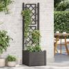 Planter with Trellis - vidaXL - 43x43x142 Cm - Polypropylene - Anthracite - 30 L