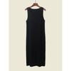 Low Round Neck Simple Black Slim Fit Vest Dress Western Style Sleeveless Slimming Long Knitted Dress