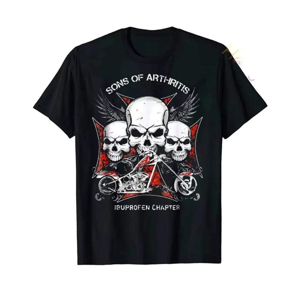 Футболка Streetwear Sons with Arthritis Ibuprofen Chapter Funny Biker Skull с черным винтажным рисунком для мужчин, готический топ Ropa Hombre
