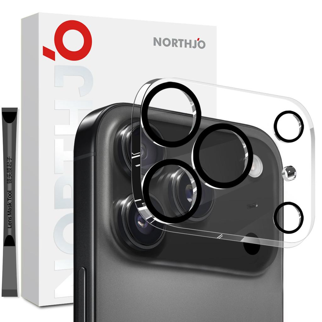 NORTHJO For iPhone 17 Pro Camera Lens Protector Black Circles 3D Full Coverage Clear Tempered Glass Lens Film