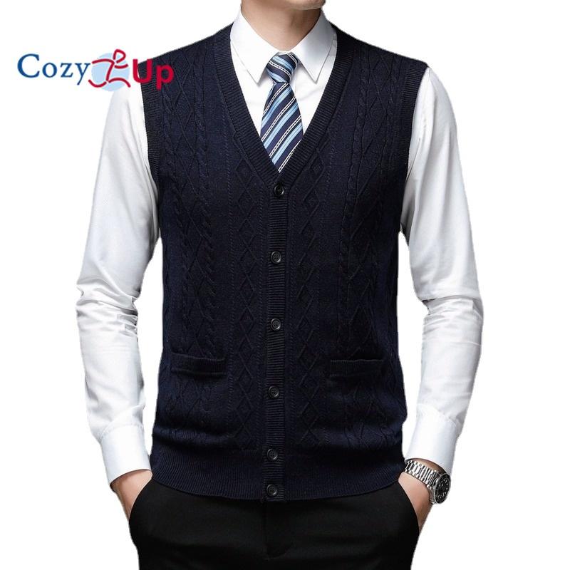 Cozy Up Мужской вязаный топ без рукавов в клетку с бриллиантами и вязаный свитер