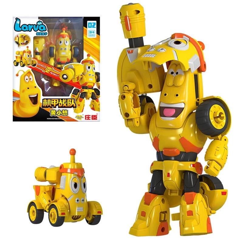Korea Larva Transformation Toys Action Figures Vehile Deformation Robot Yellow Hilarious Worm Funny Cartoons for Kids Mecha Mode