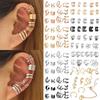 10 Pcs Leaves Clip Earrings for Women Rose Gold Color Creative Simple C Ear Cuff Non-Piercing Ear Clips Set Trend Jewelry Gift