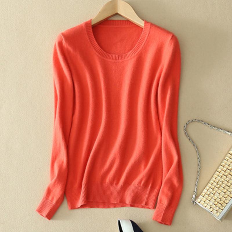 Женский уютный вязаный пуловер, свитер с круглым вырезом, нечеткий приталенный красный, черный свитер