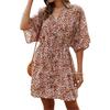 ZXZY Женское платье с принтом, пуговицами, завязкой на талии и короткими рукавами
