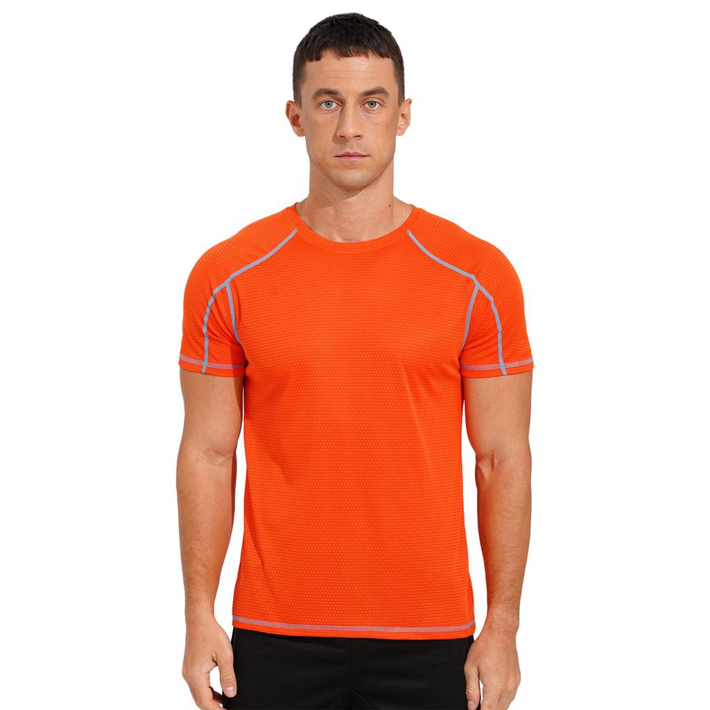 Men Summer Shirts Short Sleeve Tops Quick Dry Solid Color Athletic Sports Tops Plus Size