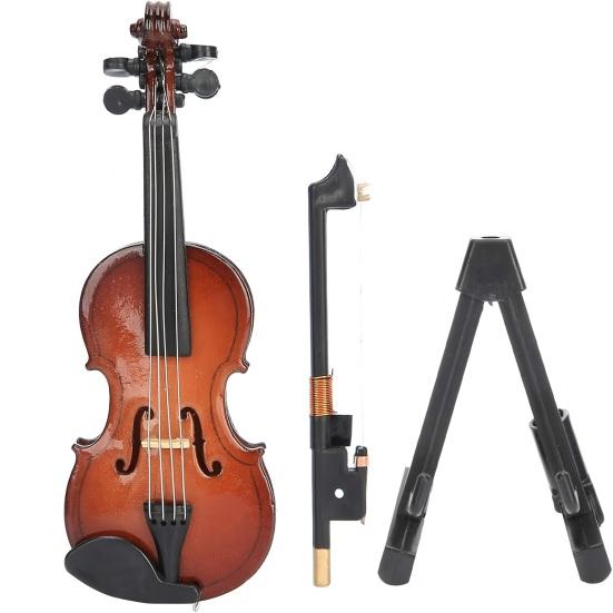 Деревянная мини-модель скрипки с подставкой, игровая крошечная скрипка, миниатюрный музыкальный инструмент, украшение, декор для дома, офиса, рабочего стола