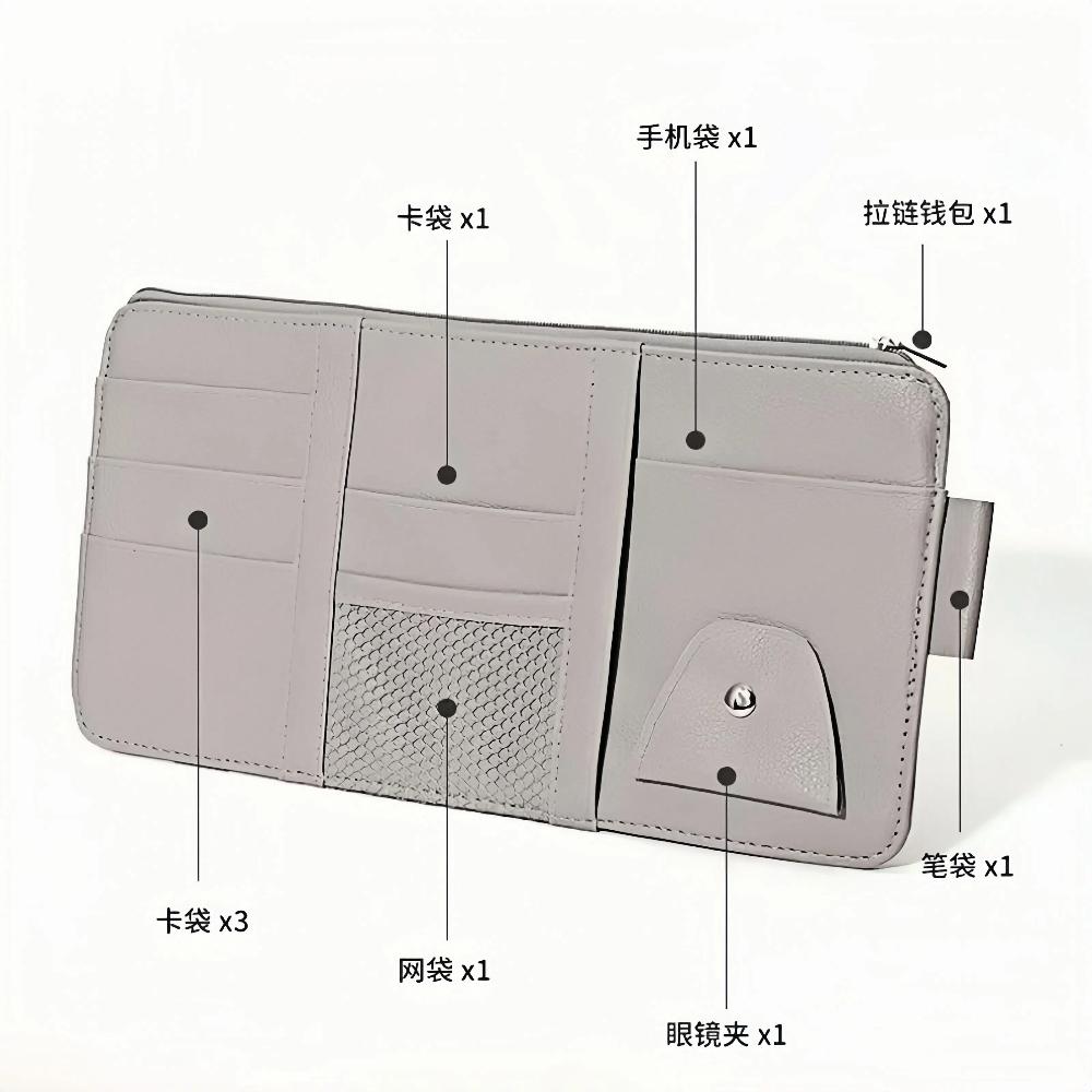 Органайзер-сумка для хранения на солнцезащитном козырьке автомобиля - Держатель предметов первой необходимости для водителя для карт, очков, телефона | Тонкий дизайн, быстрая установка, подходит для всех