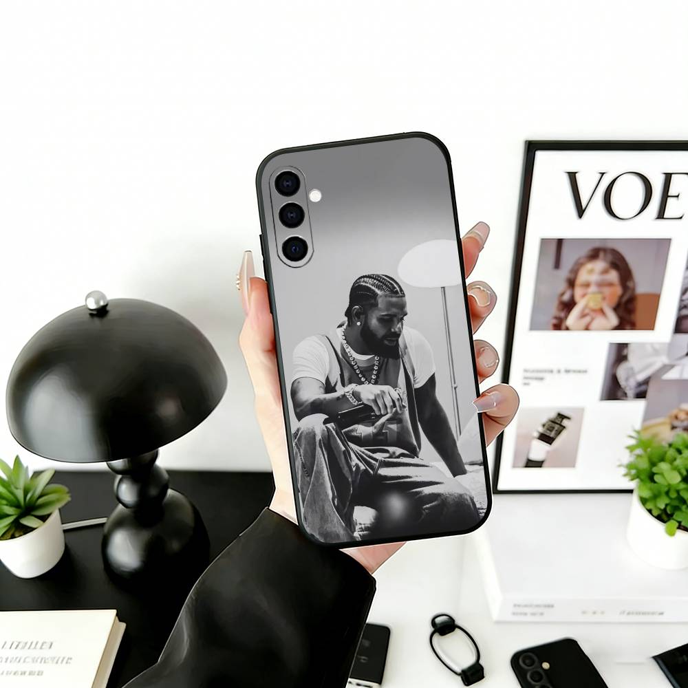 D-Drake S-Style Views Phone Case Black Silicone Soft For Samsung Galaxy A73,A72,A71,A70,A53,A52,A51