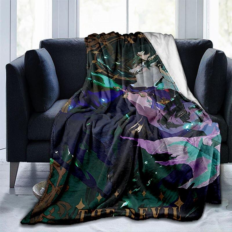 Мультяшное одеяло с принтом Genshin, фланелевое теплое мягкое плюшевое одеяло для дивана-кровати, милое плюшевое одеяло в стиле аниме