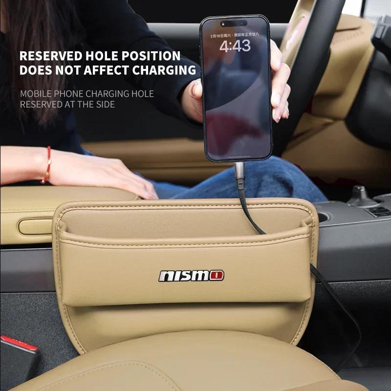 PU Leather Car Seat Side Storage Pocket Suede Gap Filler Organizer Box For Nissan Nismo Tiida Teana GTR Juke Note Versa Almera