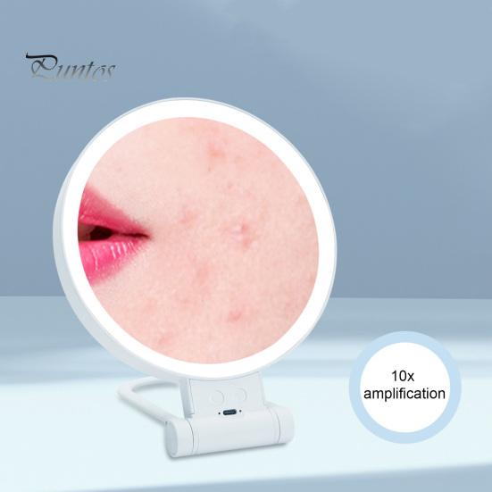 Зеркало для макияжа со светодиодной подсветкой, 5/10/20/30-кратное увеличение, двустороннее косметическое зеркало с подсветкой, зарядка через USB, регулируемая яркость, портативное, для путешествий