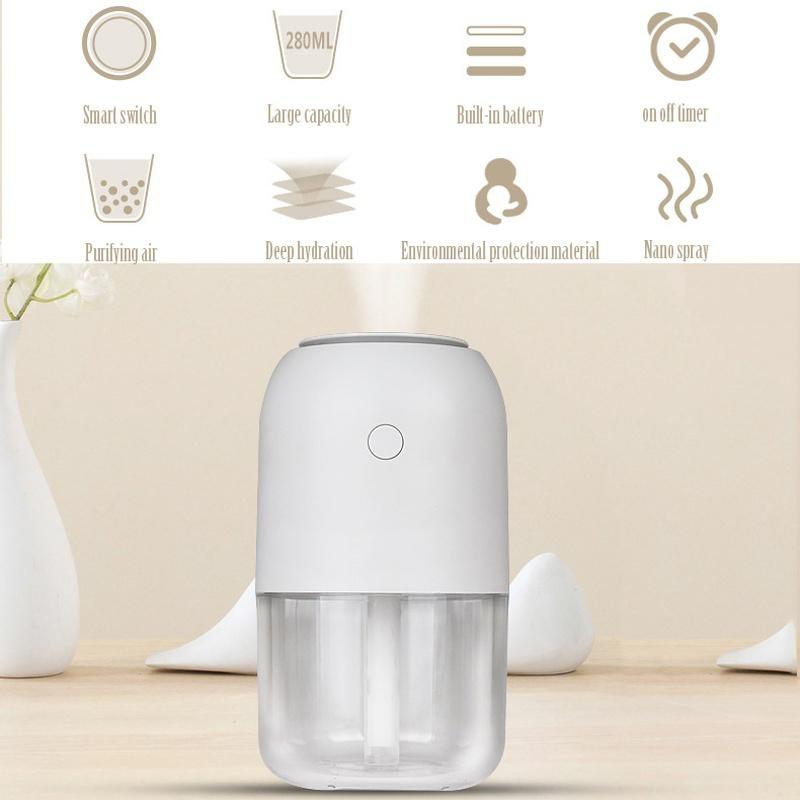Mini USB Rechargeable Humidifier Colorful Round Aroma Diffuser Silent Cool Mist for Car Office Travel Home Use