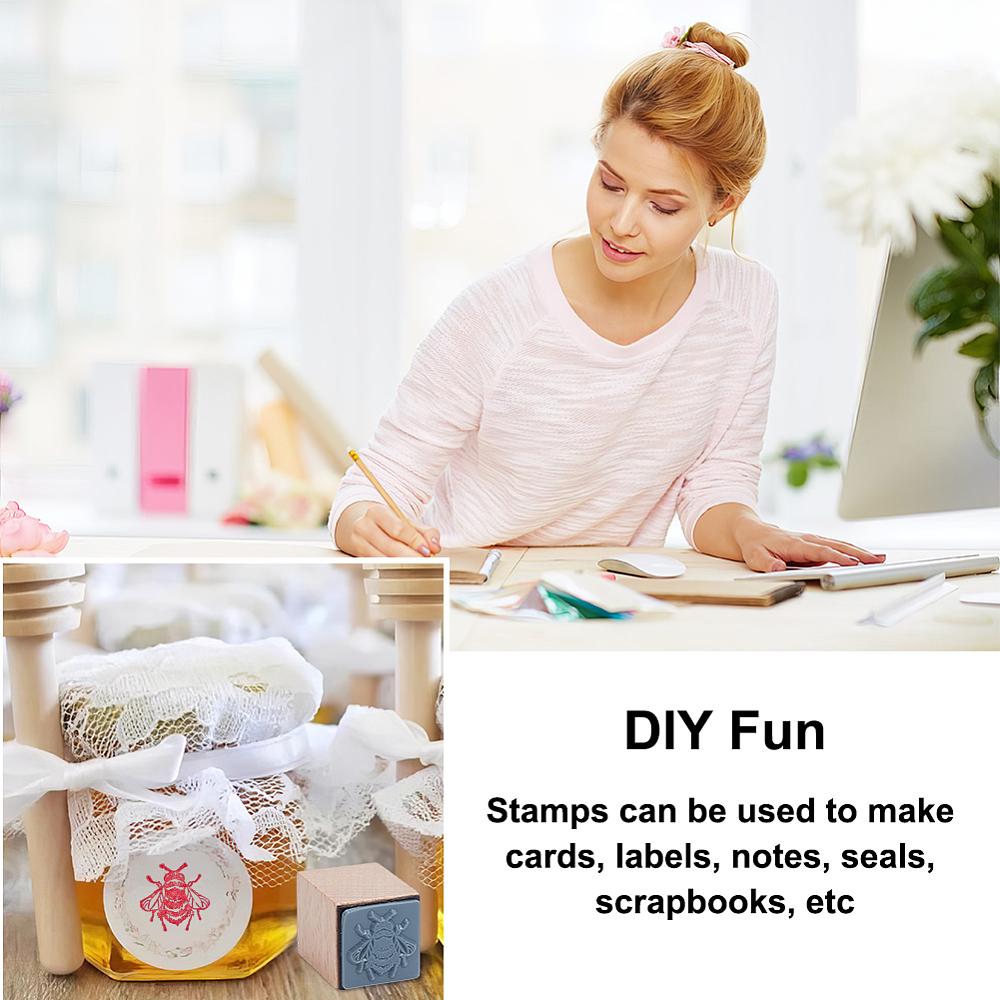 Rubber Wood Stamps DIY Egg Drawing Stamps Bees 25x25x30mm Pattern: 20x20mm