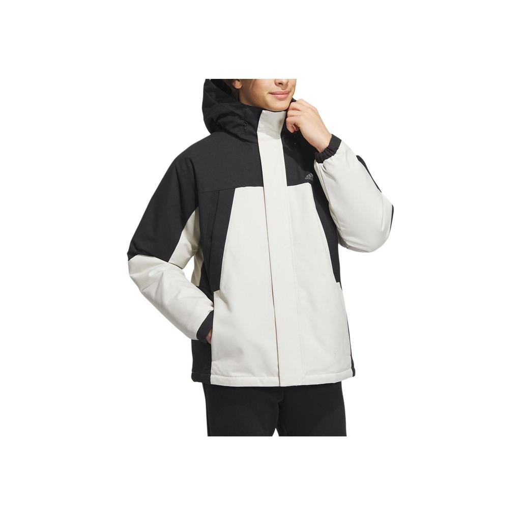 Adidas Повседневная спортивная парка 530 Puffy Hooded Parka Down Jacket Мужская верхняя одежда Черный Белый IL8920