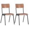 VidaXL 2 Pcs Dining Chairs Brown Solid Plywood and Steel