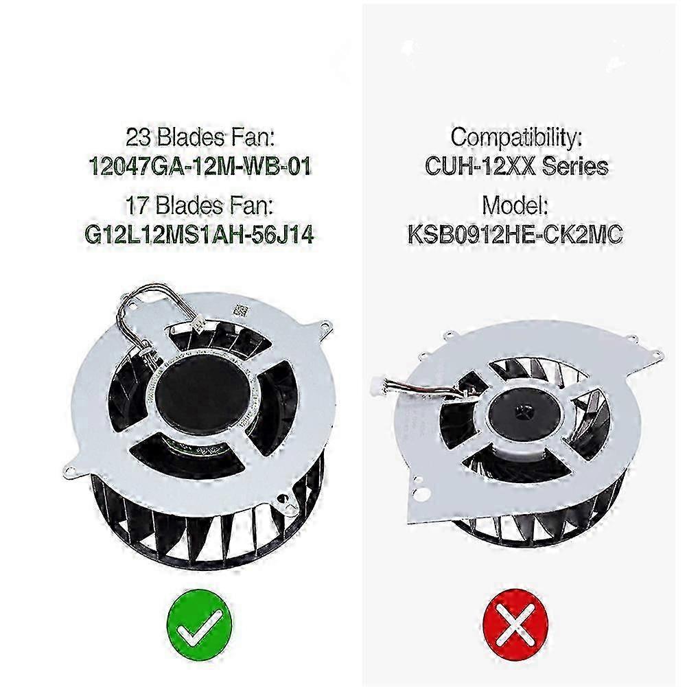 PS5 Internal Cooling Fan Replacement - 17 Blades, Black, G12L12MS1AH-56J14