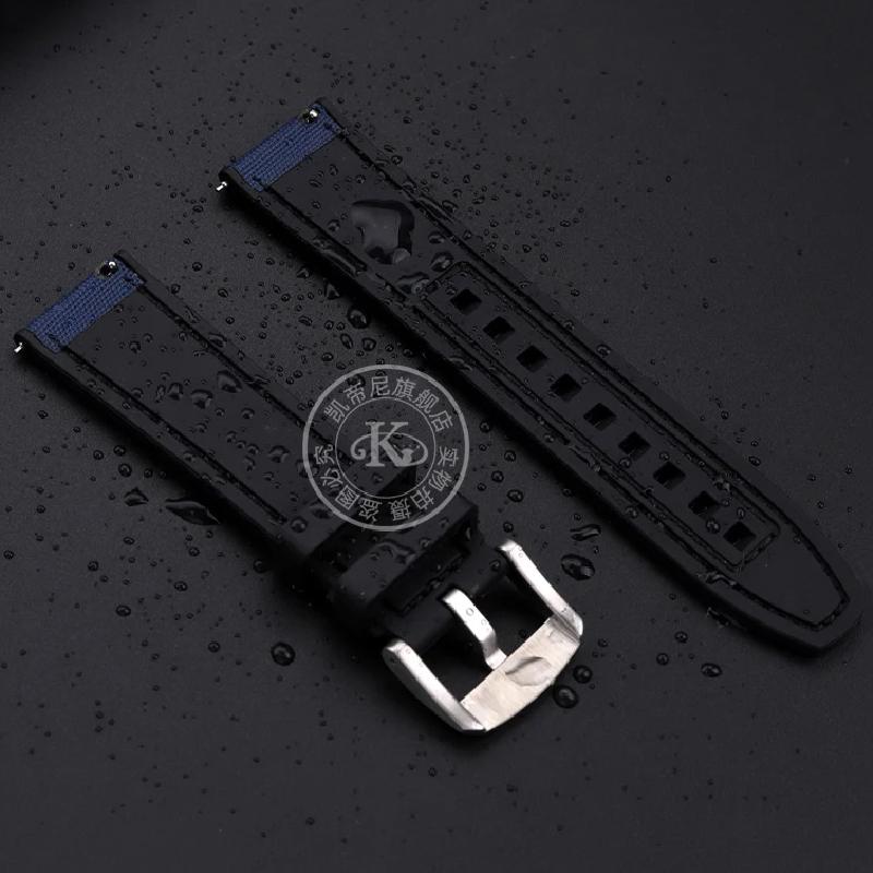 Новый Дизайн Гибридный FKM Ремешок для Часов Mido Helmsman M005 M038.431 M038431a Быстросъемный Холщовый Нейлоновый Ремешок Браслет 22мм