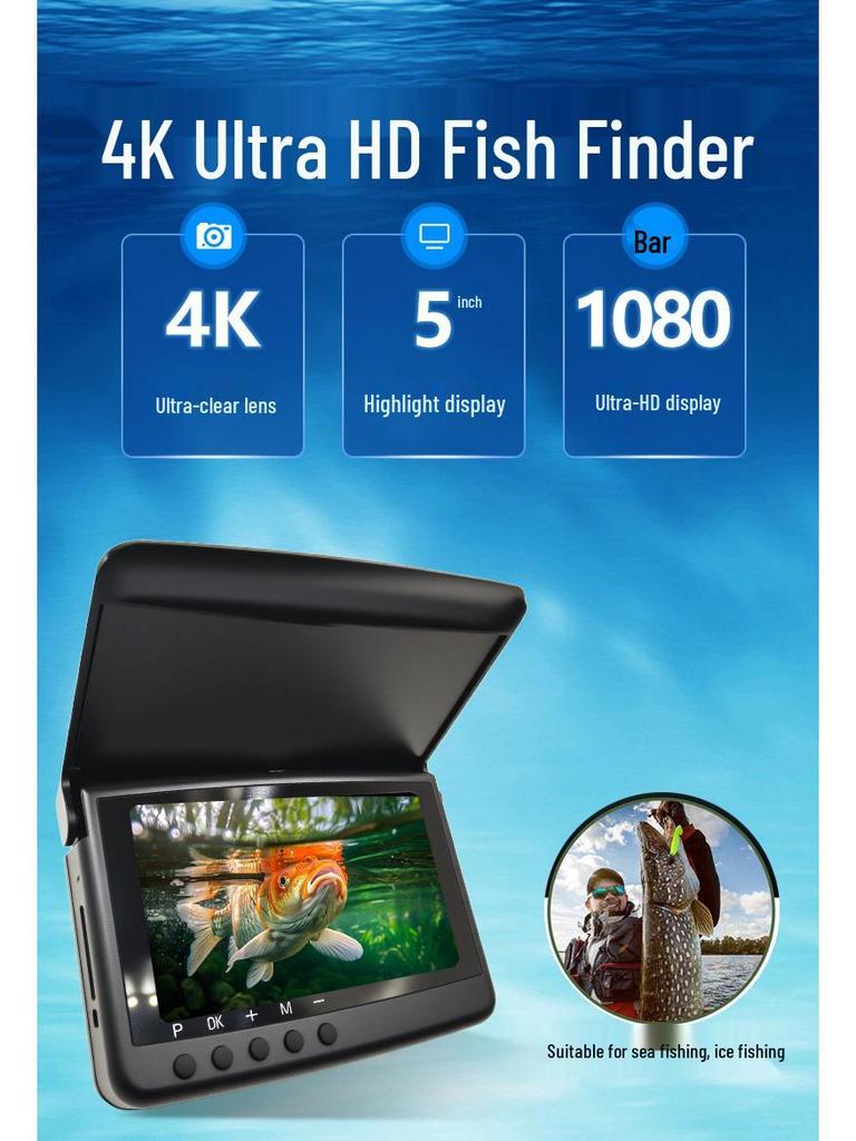 Underwater HD Night Vision Fish Finder Camera with Display and Video Recording
