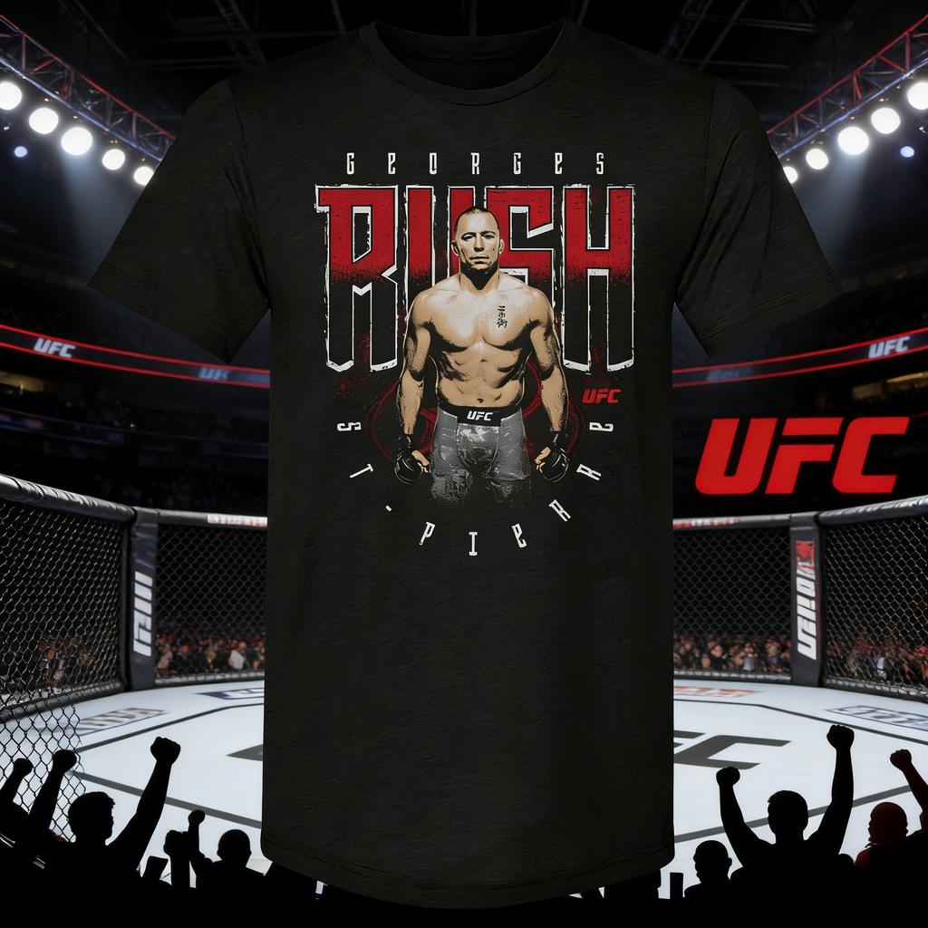 2026 Лето UFC Жорж Сен-Пьер Боевая Графическая Футболка Женская Спортивная Хлопковая С Коротким Рукавом Свободная Повседневная Футболка для Фитнеса Унисекс
