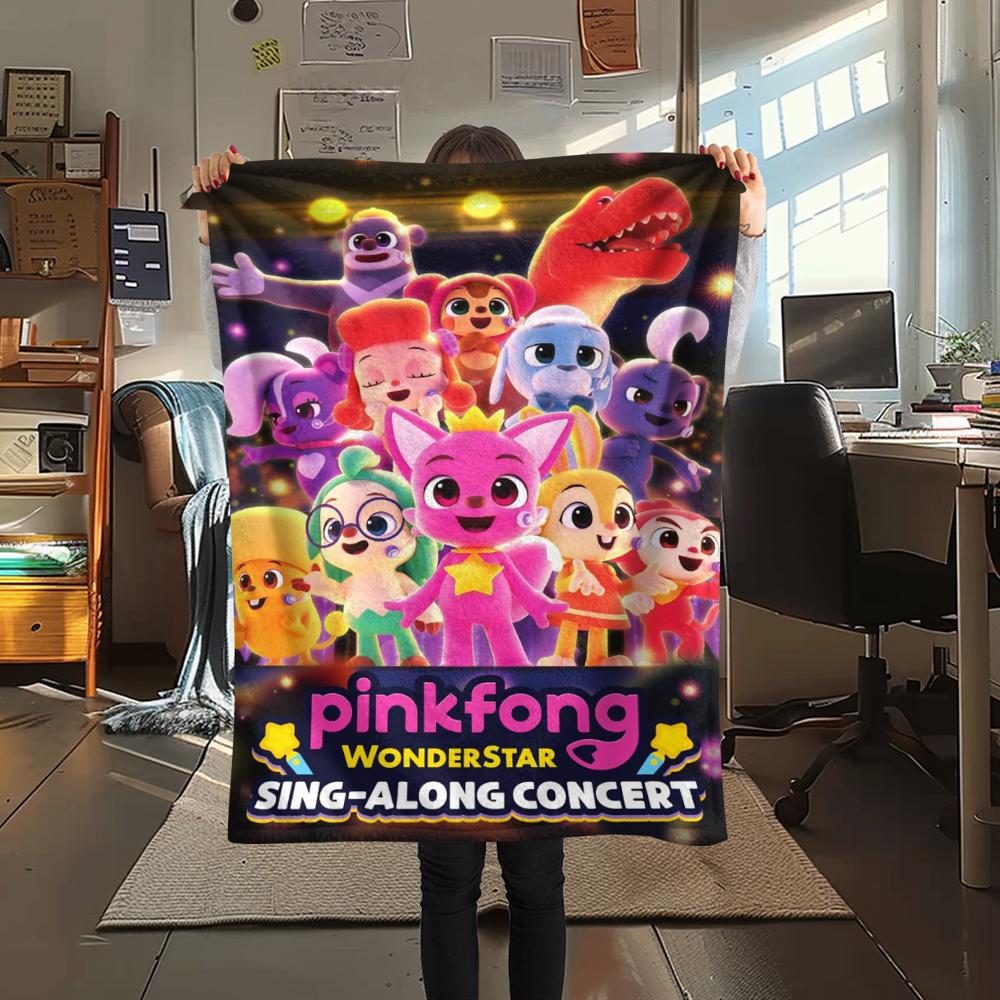 1 шт. Фланелевое одеяло с принтом Pinkfong, Высококачественное, Удобное для всех сезонов, Декор для дома, Тепло и комфорт, Идеально для рождественских подарков112