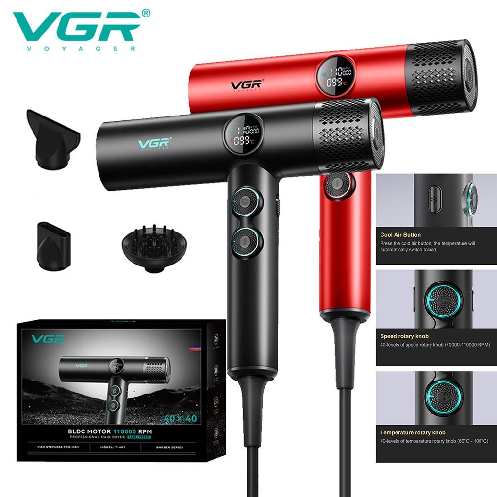 VGR V-401 Горячая Распродажа Безлопастной Фен Профессиональный Уход за Волосами Фен Бесщеточный Двигатель 110000 об/мин Подходит для Дома Салонов со Светодиодным Цифровым Дисплеем