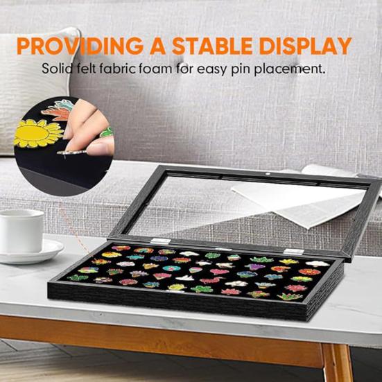 Эмалированный дисплей для булавок, большая емкость, пылезащитный, простой в установке, настольный, черный, настенный держатель для эмалированных булавок