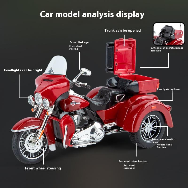 1/9 Harley Davidson TRI GLIDE ULTRA Luxury Tricycle Alloy Diecast Model Motorcycle Sound & Light Collection Decoration Gift BOX