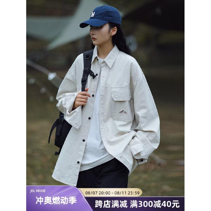 2024 Letter Long Sleeve Shirt Japanese Hong Kong Style Ins Loose Shirt Boys Summer Trendy Versatile Casual Coat