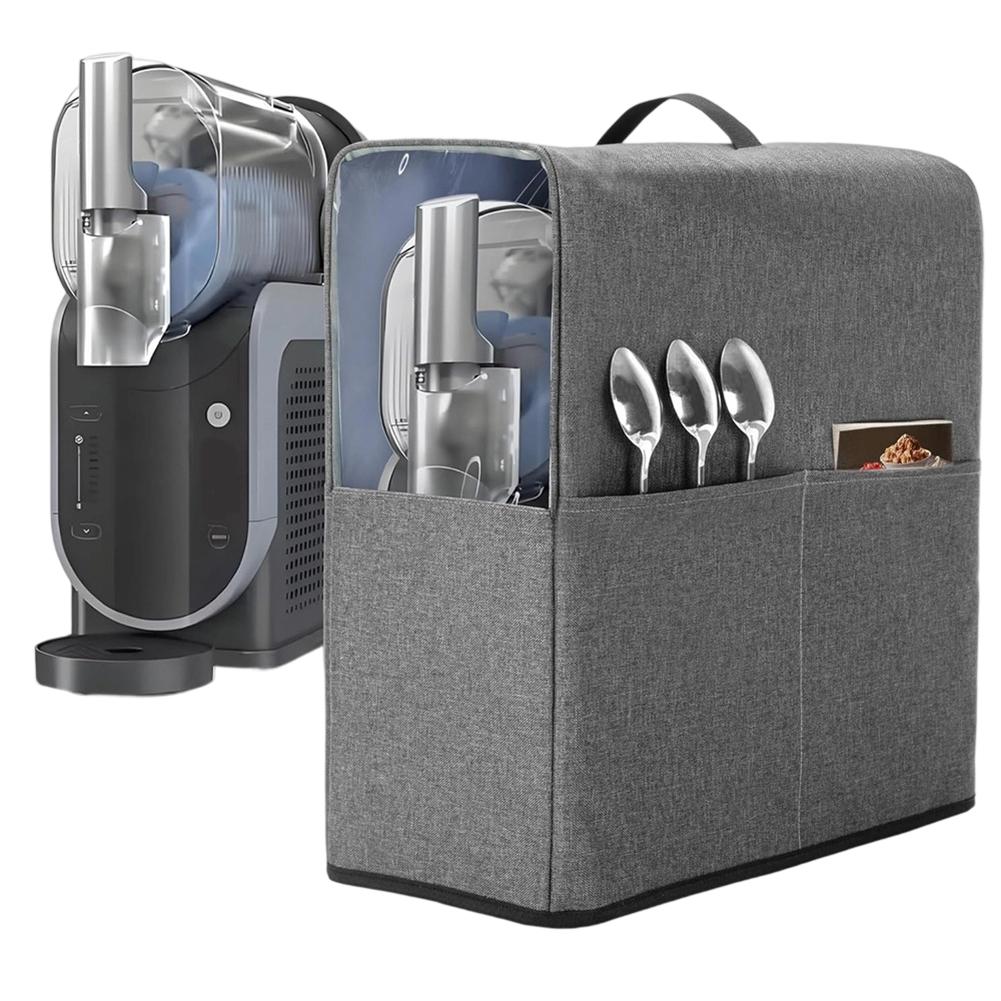 For NJ Slushie Machine Dust Cover for Professional Freeze Drink Maker with Transparent Front and Storage Pockets