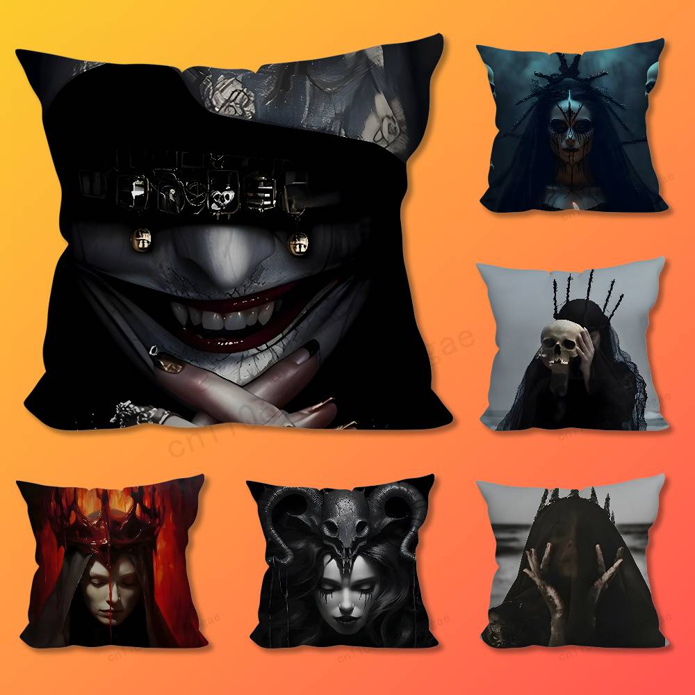 Чехол для декоративной подушки в готическом стиле с изображением Сатаны и ведьмы, для размеров 45*45см, 55*55см, 30*30см, для декора и защиты дома, спальни