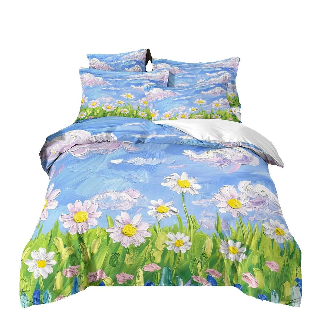 2/3-piece set plant flowers and colorful pattern quilt cover one quilt cover + 1/2pillowcases (without core)Soft and comfortable