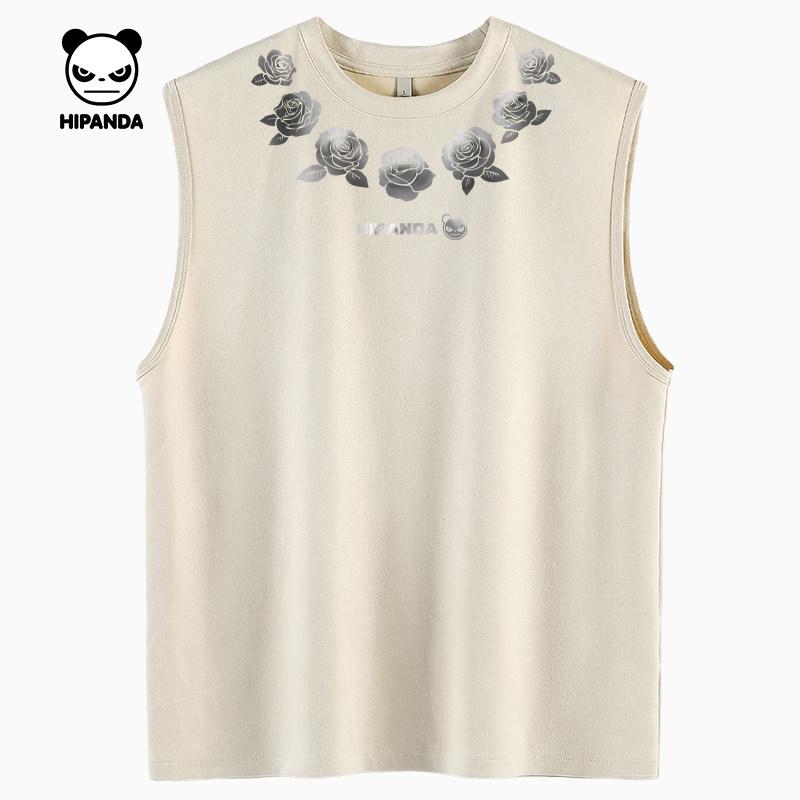 Hello Hipanda, Panda suede retro American hip-hop silhouette vest sleeveless vest